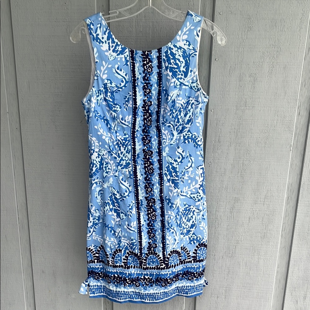 Lilly Pulitzer Blue and White Sheath Mini Dress
